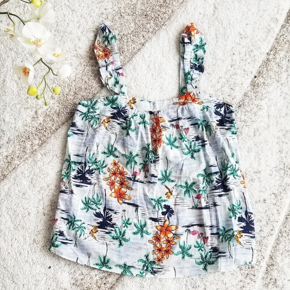 Old Navy Tops - Nwt beach print ruffle spaghetti strap top Women's
